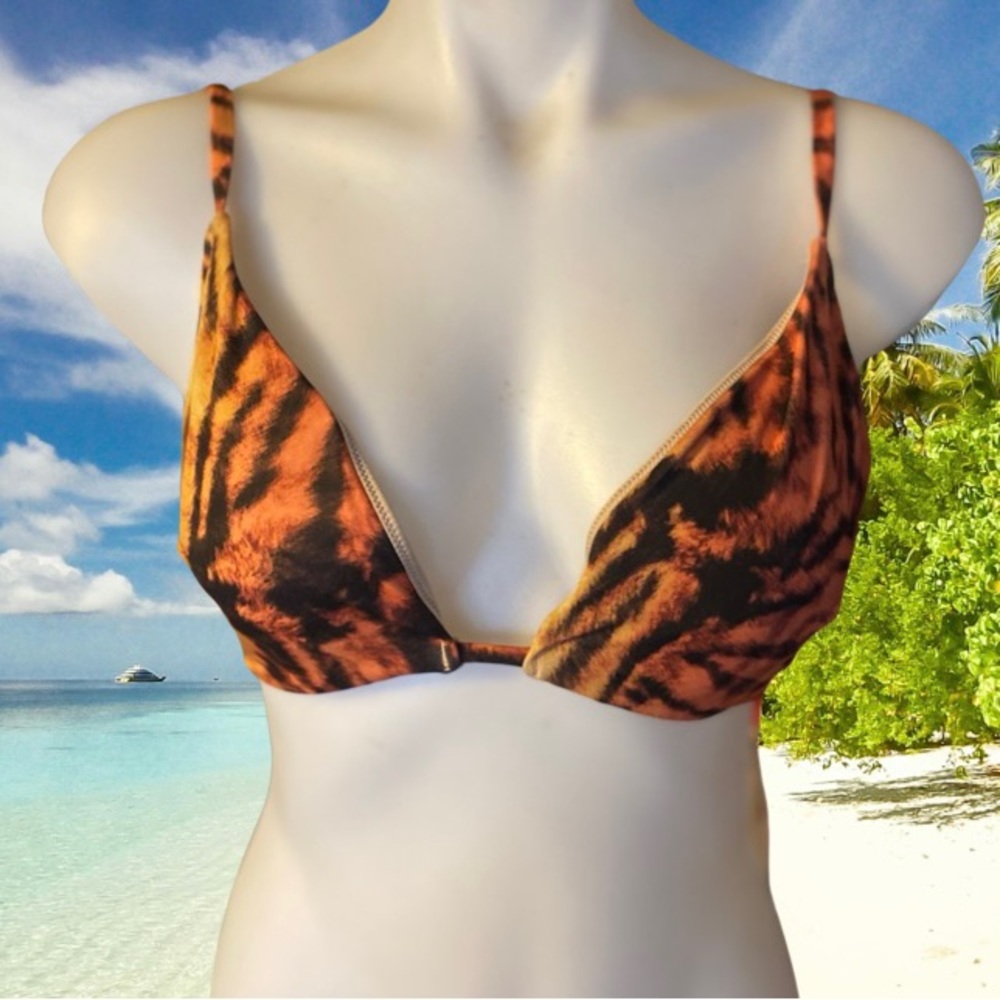 Tiger striped bikini swimsuit top